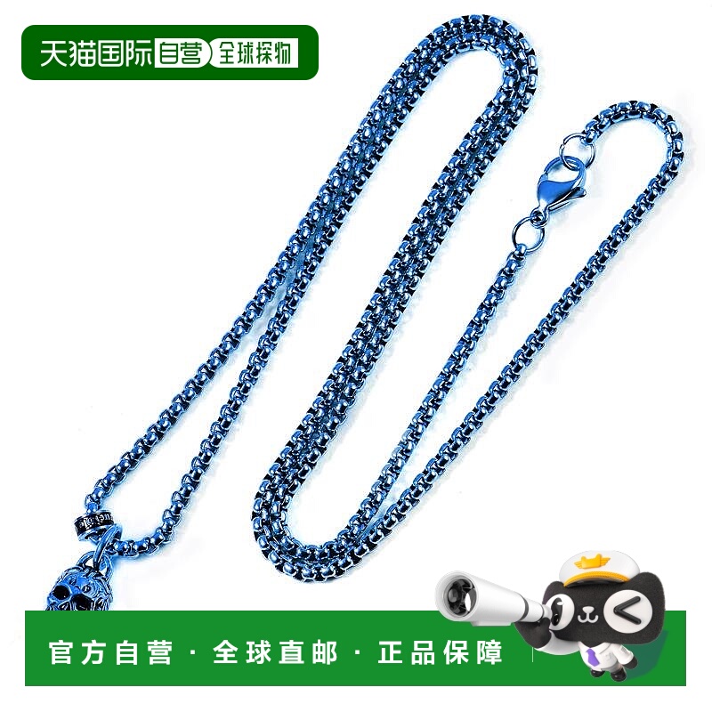 自营 crucible坩埚洛杉矶蓝色不锈钢 12 毫米骷髅项链 24 英寸 3