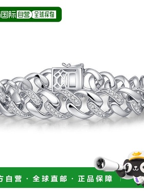 自营geneviveMen's Sterling Silver White Gold Plated with Ice