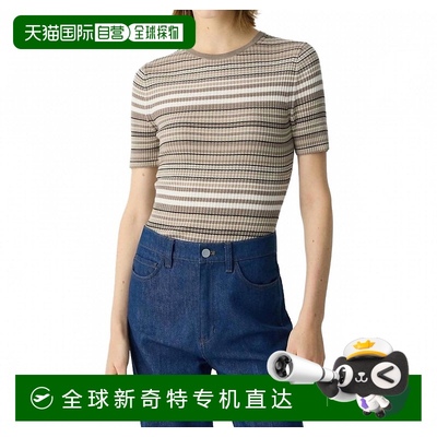 自营 theory浅苹果酒多色罗纹短袖毛衣 美国奥莱直发
