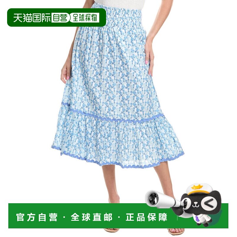 自营 Sail to Sable烟熏腰迷笛裙-蓝色 美国奥莱直发半身裙a字裙
