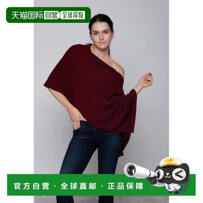 自营in2Cashmere Blend Topper with Pearls - burgundy 美国奥莱