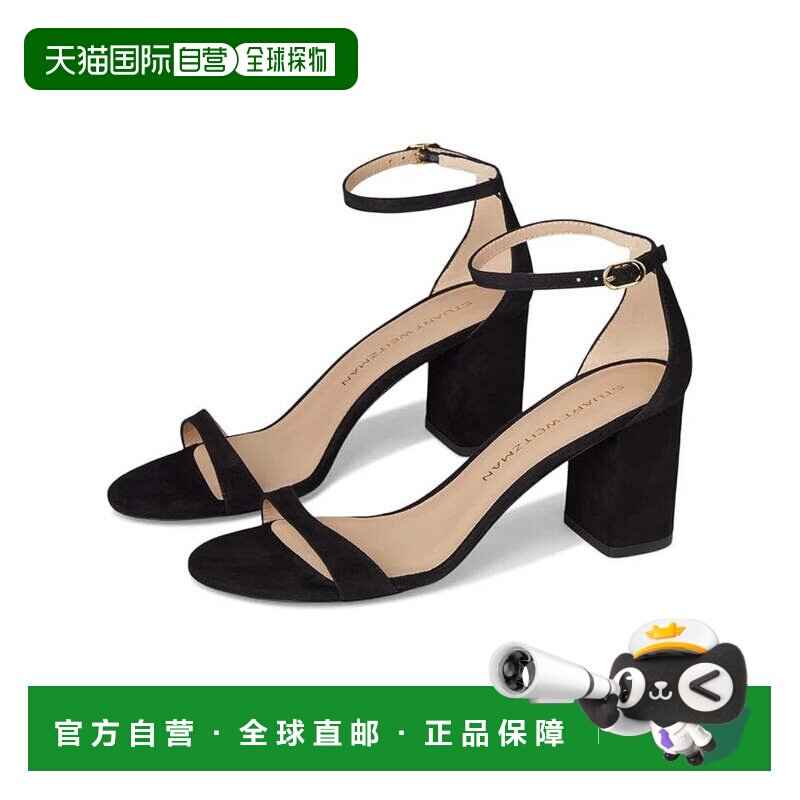 自营Stuart Weitzman Nudist SJ981BLK凉鞋女士黑色绒面革粗跟ZOG