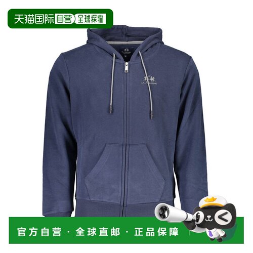 自营La Martina Cotton Men's Hooded Men's Sweater - blue 美国