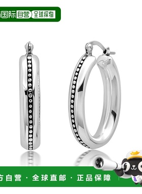 自营 max + stone925 纯银 26X30X5 毫米圈形耳环 - 银白色 美国