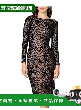 美国直邮Dress The Population 女士 连衣裙露背修身长袖亮片衣服
