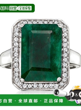 自营 ross-simons 罗斯-西蒙斯翡翠和 . 925 纯银钻石戒指 - 绿色