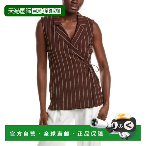 自营Anne Klein Notched Neck Wrap Top - brown 美国奥莱直发