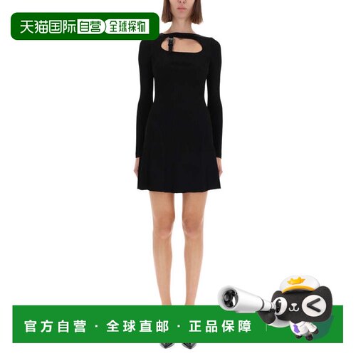 自营versace jeans coutureBlack Fitted Buckle Mini Dress - bl