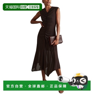 自营Reiss Lyra V Neck Midi Dress - chocolate 美国奥莱直发