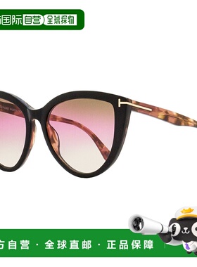 自营 Tom Ford 女式猫眼太阳镜 TF915 Isabella-02 05F 黑色/玫瑰