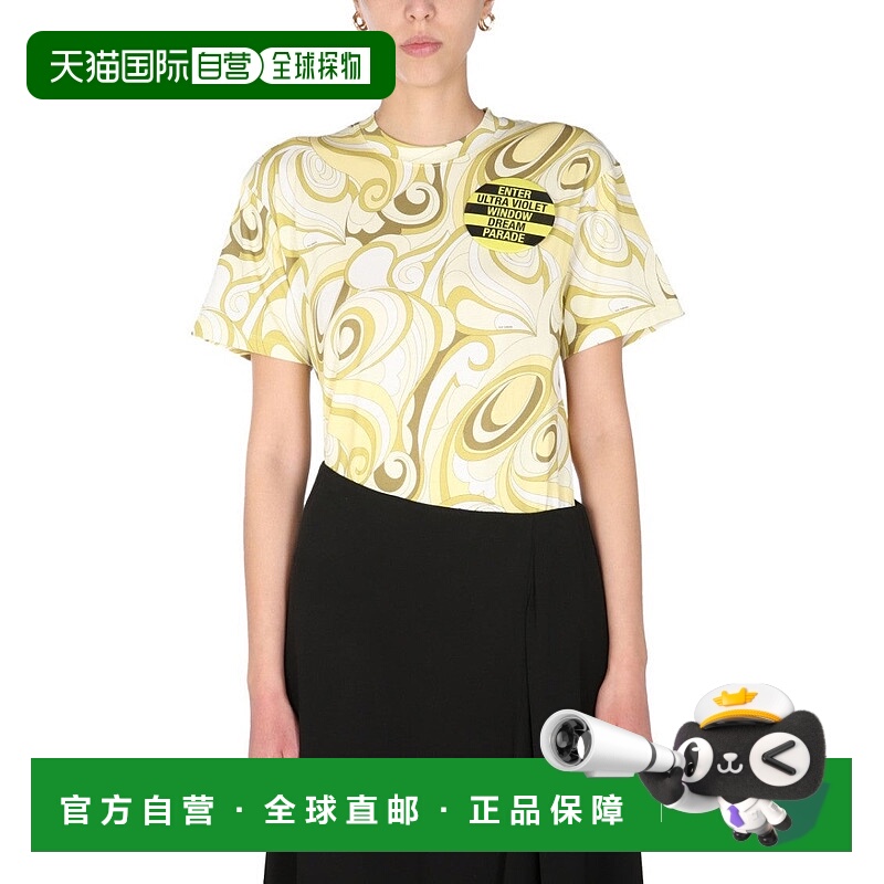 自营raf simonsHippie-Inspired Allover Pattern Crew Neck T-Sh