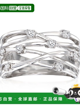 自营 925 纯银 Ross-Simons 钻石公路戒指 - 白色 美国奥莱直发