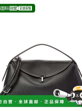 自营TOTEME T-Lock Leather Top Handle Shoulder Bag - black 美