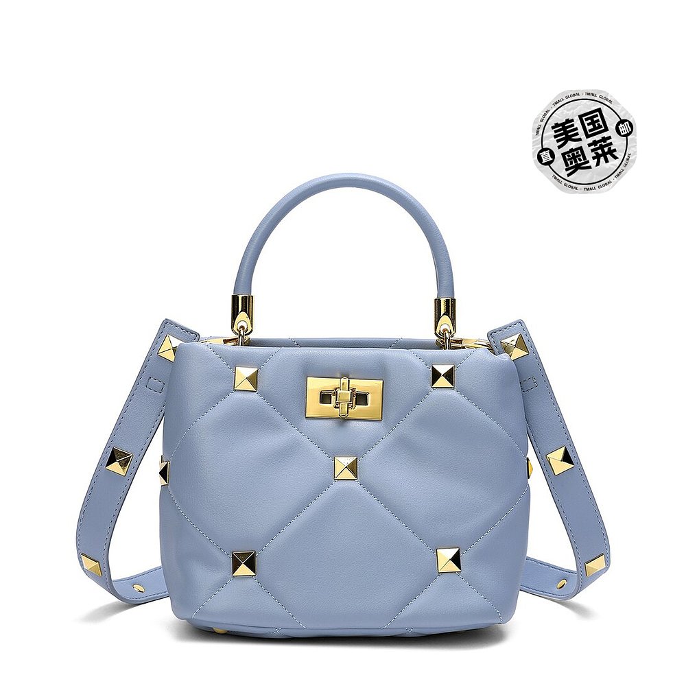 Tiffany& Fred Quilted& Studded Leather Satchel- blue【美-封面