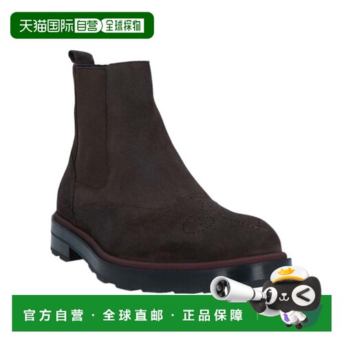 自营Bally Corad 6239751 男士 Ebano 牛皮绒面革切尔西靴 - 棕色