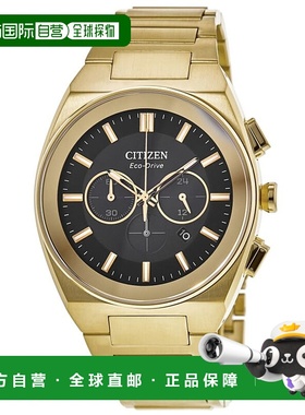 自营 Citizen Axiom SC黑色表盘金色不锈钢男士手表CA4582-54E-黑