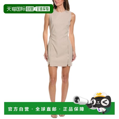 自营Kenneth Cole拉链细节紧身连衣裙-棕色 美国奥莱直发