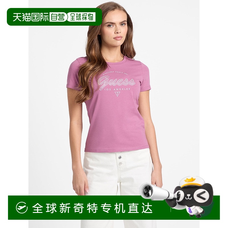 自营 guess生态Itzel标志T恤-多尘樱桃色 【美国奥莱】直发