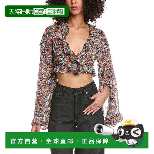 自营AFRM Clinton Wide Sleeve Top - Navy 女装上衣美国直发奥莱