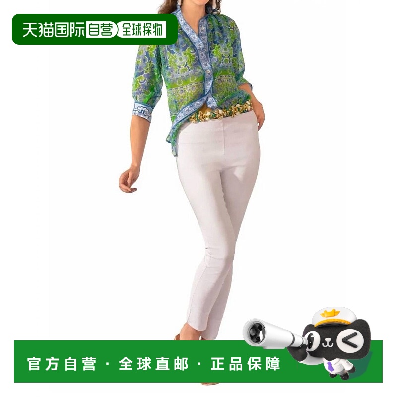 自营 gretchen scott白色无抓握修身直筒裤 美国奥莱直发裤子