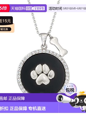 自营Ross-Simons 925 纯银黑色缟玛瑙和白色托帕石狗爪吊坠项链 -