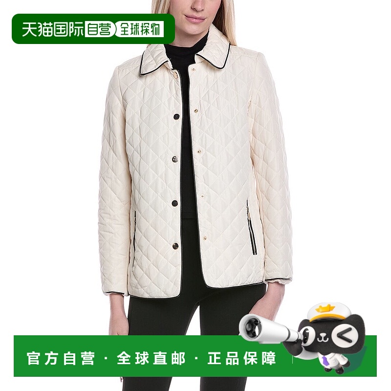 自营Jones New York Quilted Snap Front Jacket - white 美国奥
