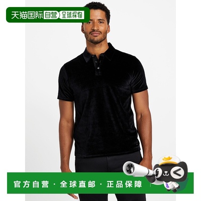 自营guessMatias Velour Polo - black 美国奥莱直发男装