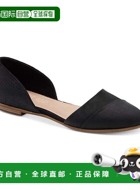 自营Toms Jutti平底鞋女式美国7号黑色皮革舒适滑套D’orsay FZP4