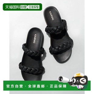 美国奥莱直发凉鞋 自营 黑色 黑色粗编织泳池拖鞋 kaanasCoco