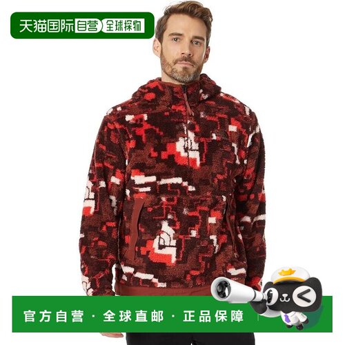 自营The North Face Campshire男式火红Digi 1/4拉链羊毛连帽衫尺