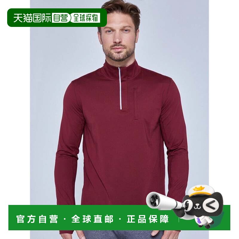 自营Fourlaps Venture衬衫男士勃艮第1/2拉链拇指孔袖套头衫RED94