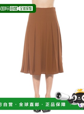 自营Alexia Admor Shilo Midi长款褶皱裙-棕色 美国奥莱直发