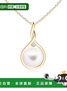 自营genevive纯银镀金白色圆形贝壳珍珠配透明立方氧化锆吊坠项链