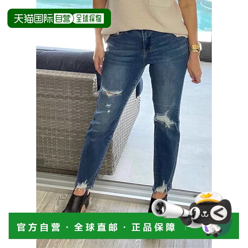 自营judy blueQueen Of Hearts Boyfriend Jeans In Blue - blue