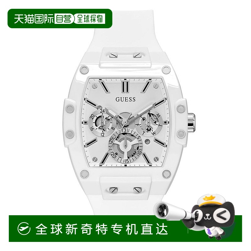 【美国直邮】GUESS|女士多功能白色硅胶表带手表 43 毫米石英表壳