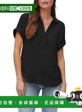 自营Women's Michael Stars Gigi Popover Top Black Gauze Rolle
