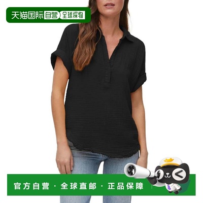 自营Women's Michael Stars Gigi Popover Top Black Gauze Rolle