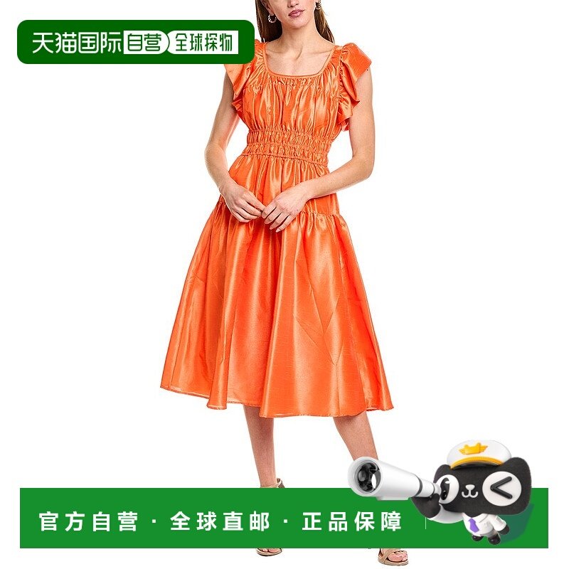 自营 Hutch Vanessa Midi连衣裙-橙色 美国奥莱直发