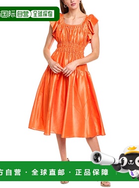 自营 Hutch Vanessa Midi连衣裙-橙色 美国奥莱直发