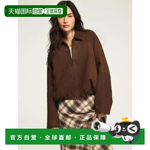 自营lucky brand拉奇品牌女士麂皮气垫夹克-绿色 美国奥莱直发