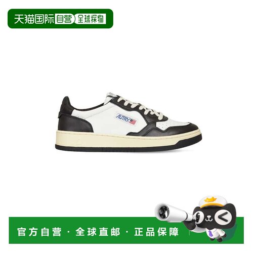 自营Autry Medalist Low Men'S白色和黑色皮革运动鞋Aulm Wb01 -