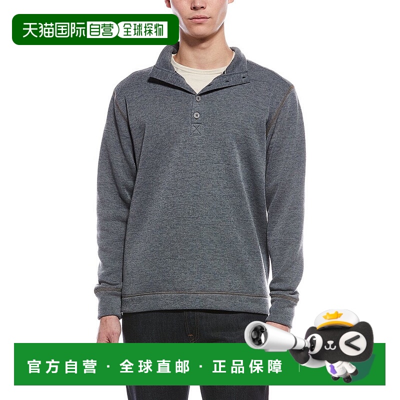 自营WEATHERPROOF VINTAGE Mock Neck Button Pullover - blue 美