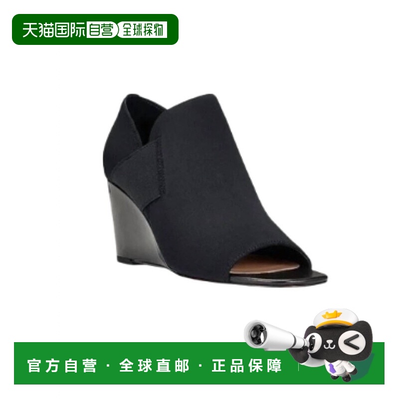 自营donald pliner女式Lizzy露趾楔形靴，黑色 美国奥莱直发