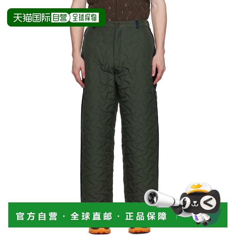 1h可退 香港直邮潮奢 Robyn Lynch 男士 绿色绗缝长裤 AW23RLTRS0