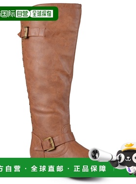 自营 Journee Collection 女式宽小腿 Spokane 靴子 - 栗色 美国