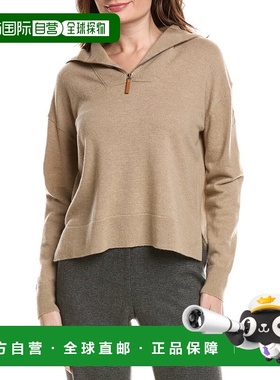 自营Lafayette 148 New York Half Zip Collared Wool & Cashmere