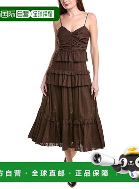 自营Diane von Furstenberg Kali Linen-Blend Midi Dress - brow