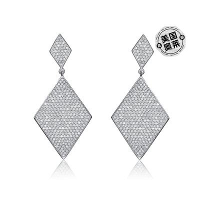 GENEVIVE Sterling Silver Cubic Zirconia Pave Drop Earrings -