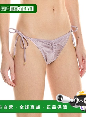 自营 PQ Swim 褶饰系带小号比基尼泳裤 - 紫色 美国奥莱直发性感