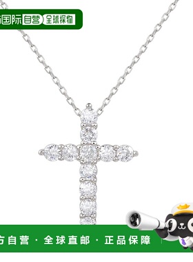 自营 Suzy Levian 白色纯银方晶锆石十字架吊坠 - 白色 美国奥莱